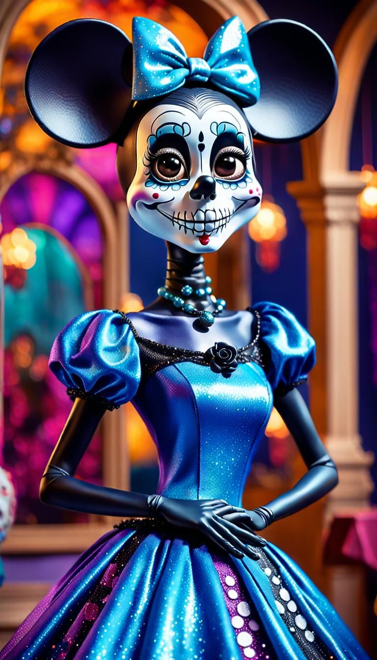 Day of the Dead Minnie Mouse with make up of Catrina