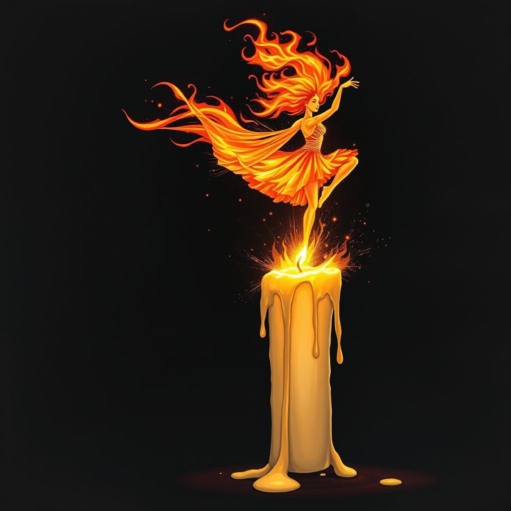Fiery Dancer on a Melting Candle