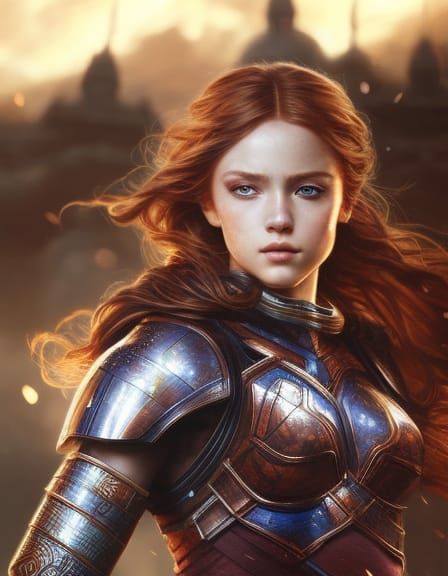 Warrior girl with wavy red hair 33 - AI Generated Artwork - NightCafe ...