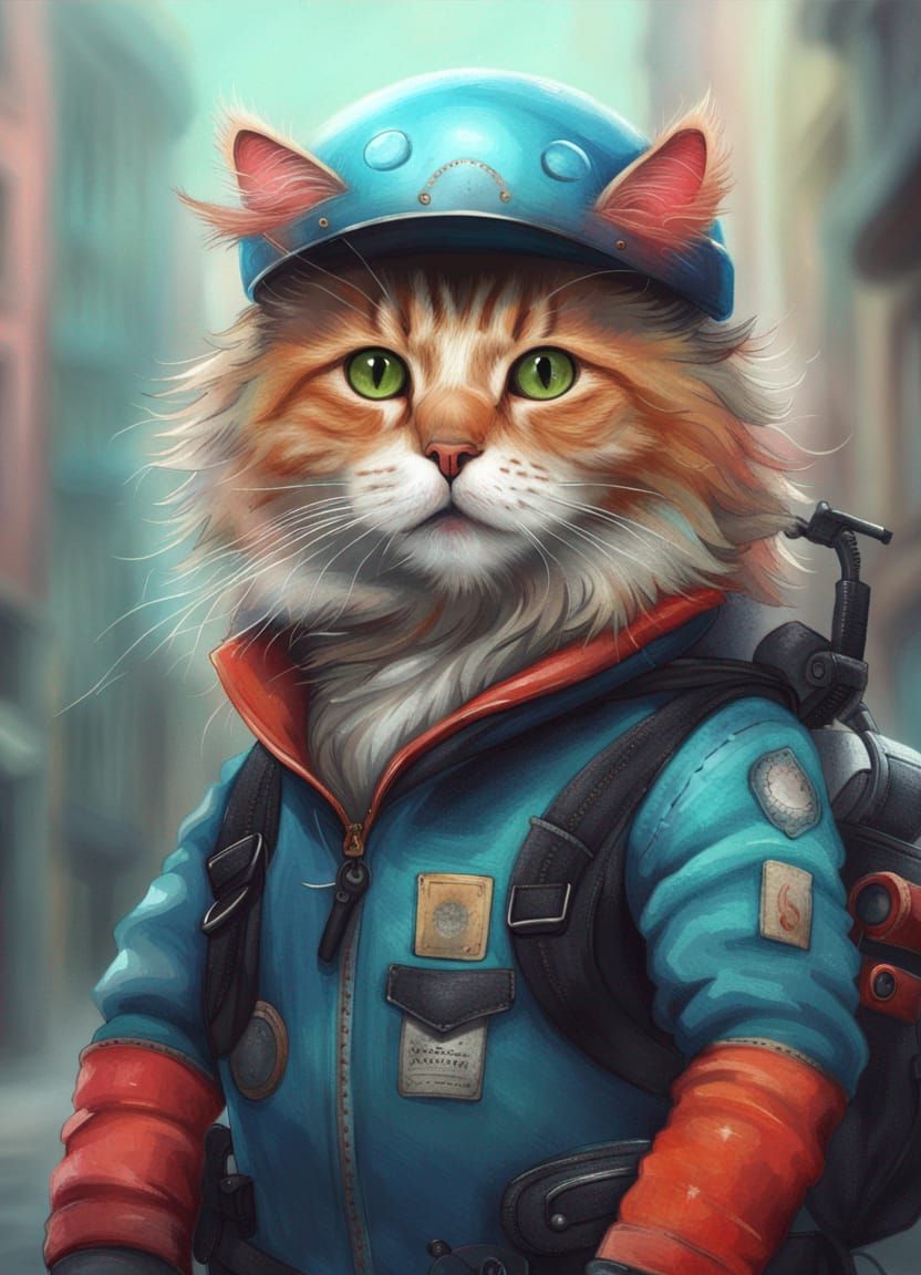 Bicycle Courier Cat - AI Generated Artwork - NightCafe Creator