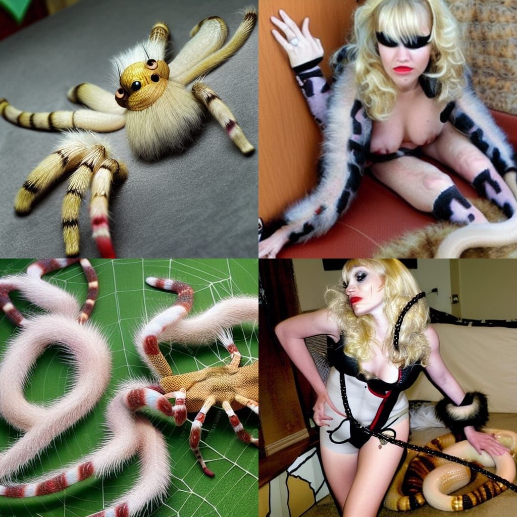 mighty blonde hairy spider equipped whth a boa constrictor t...