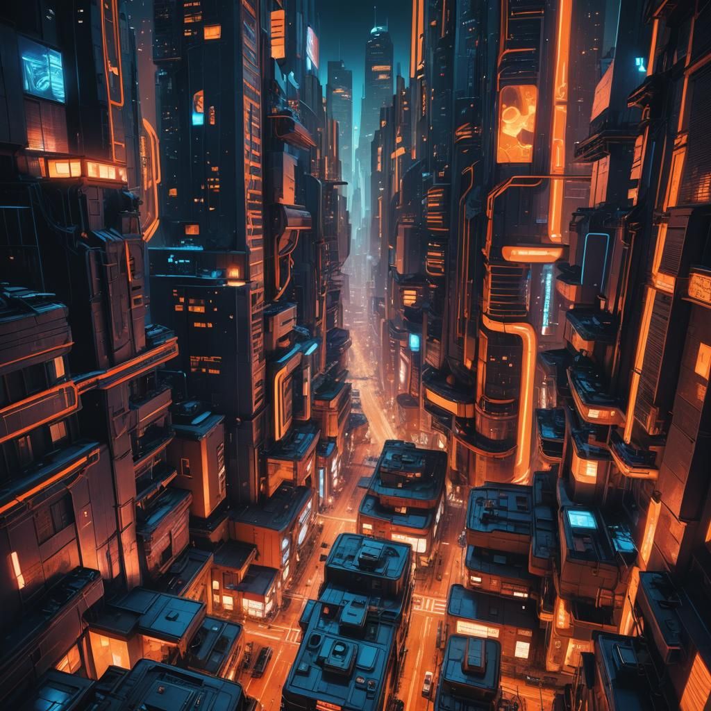 a swirling photo of two sides of a city, one black one white