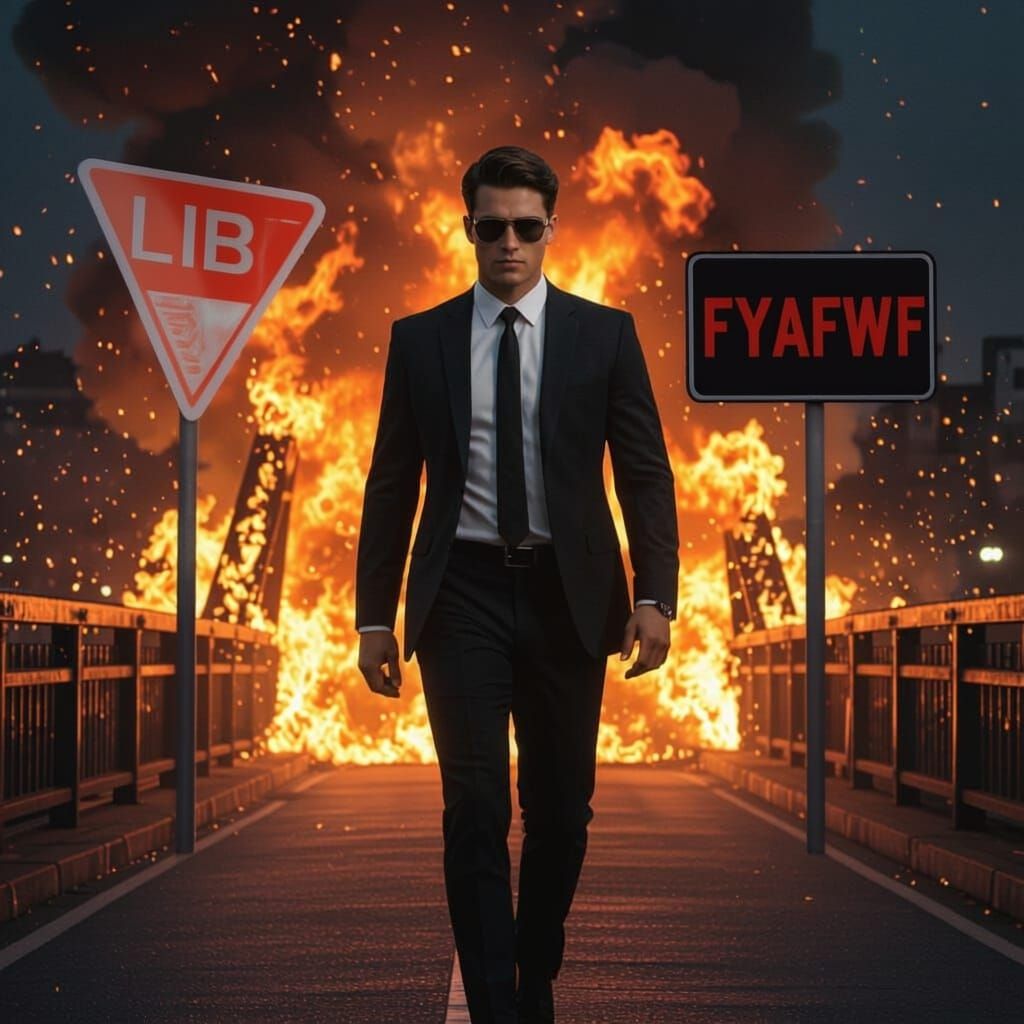 “Hyper-realistic cinematic artwork showing the full body of a young, handsome white man with neat dark brown hair, strong masculine build, w...