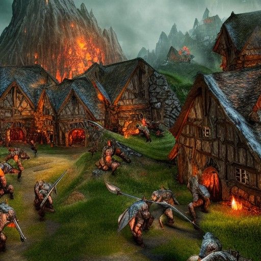 Orcs raiding Lightfoot Village