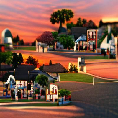 sunset in the suburbs