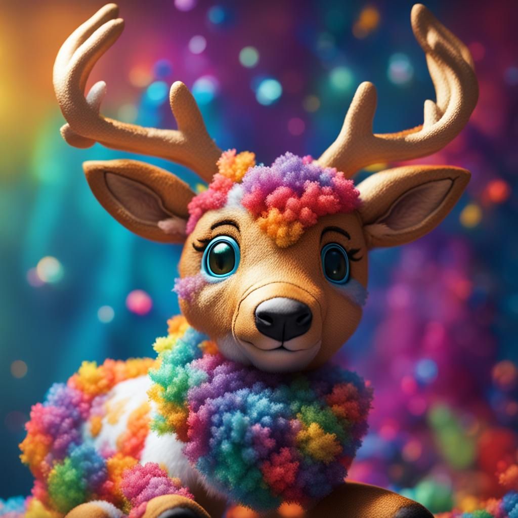 So fluffy deer toy, bedroom