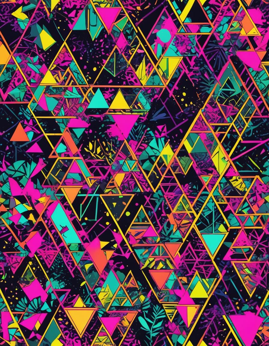 Neon jungle abstract geometric