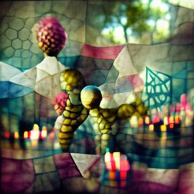 dye-transfer surrealism geometric bokeh