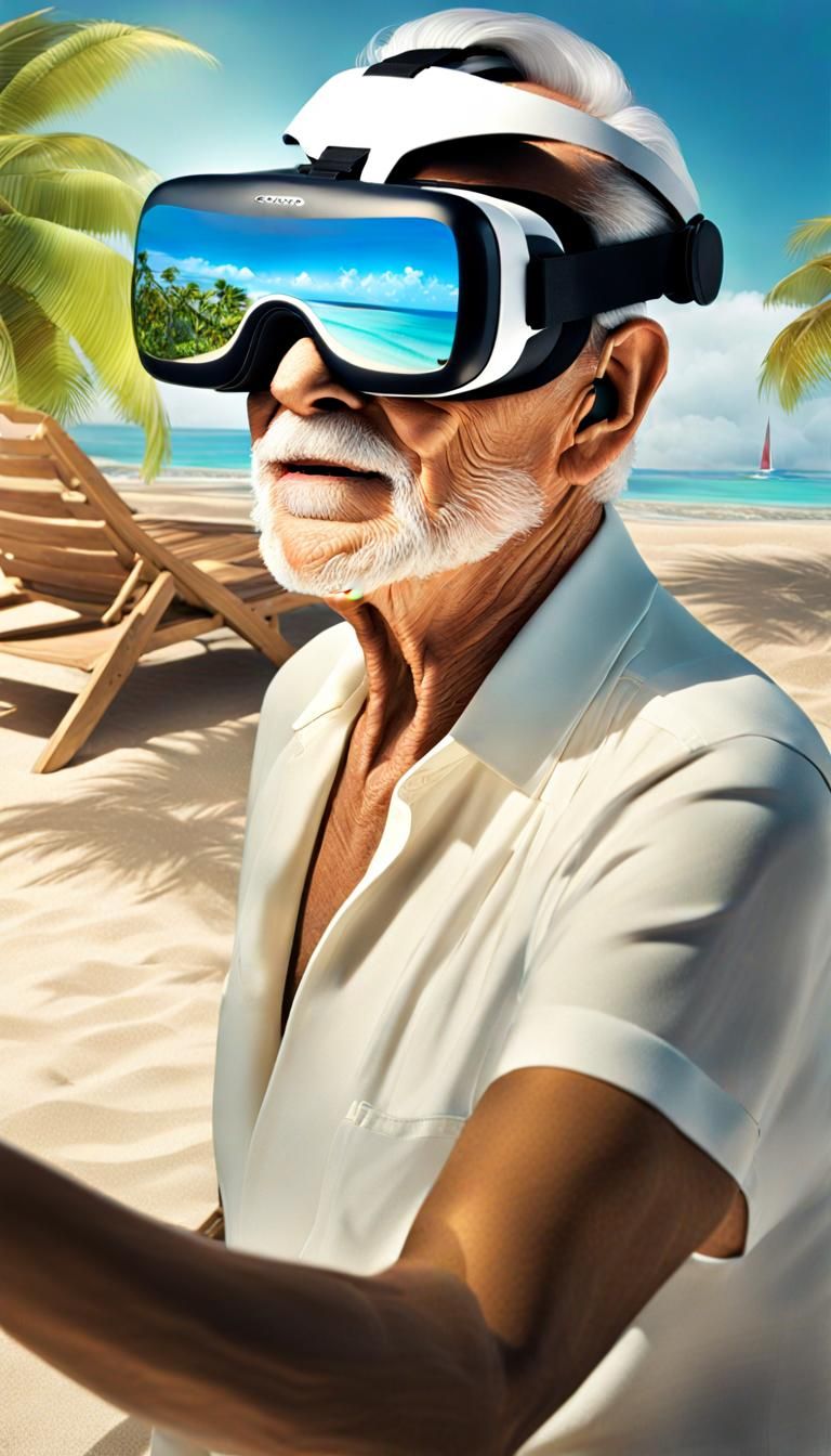 (Double exposure ethereal matrix of paradise vacation relaxi...