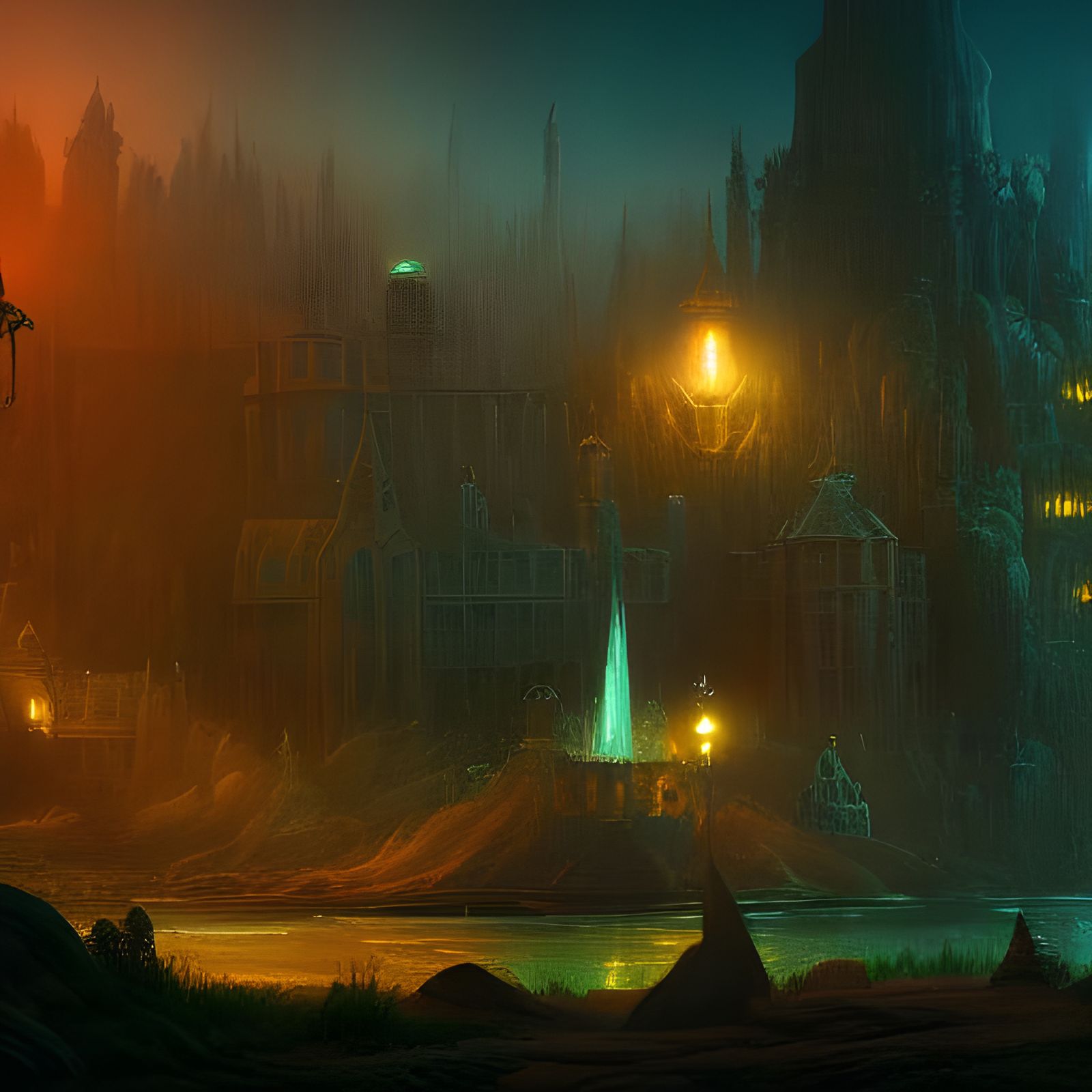 Night party detailed matte painting, deep color, fantastical...