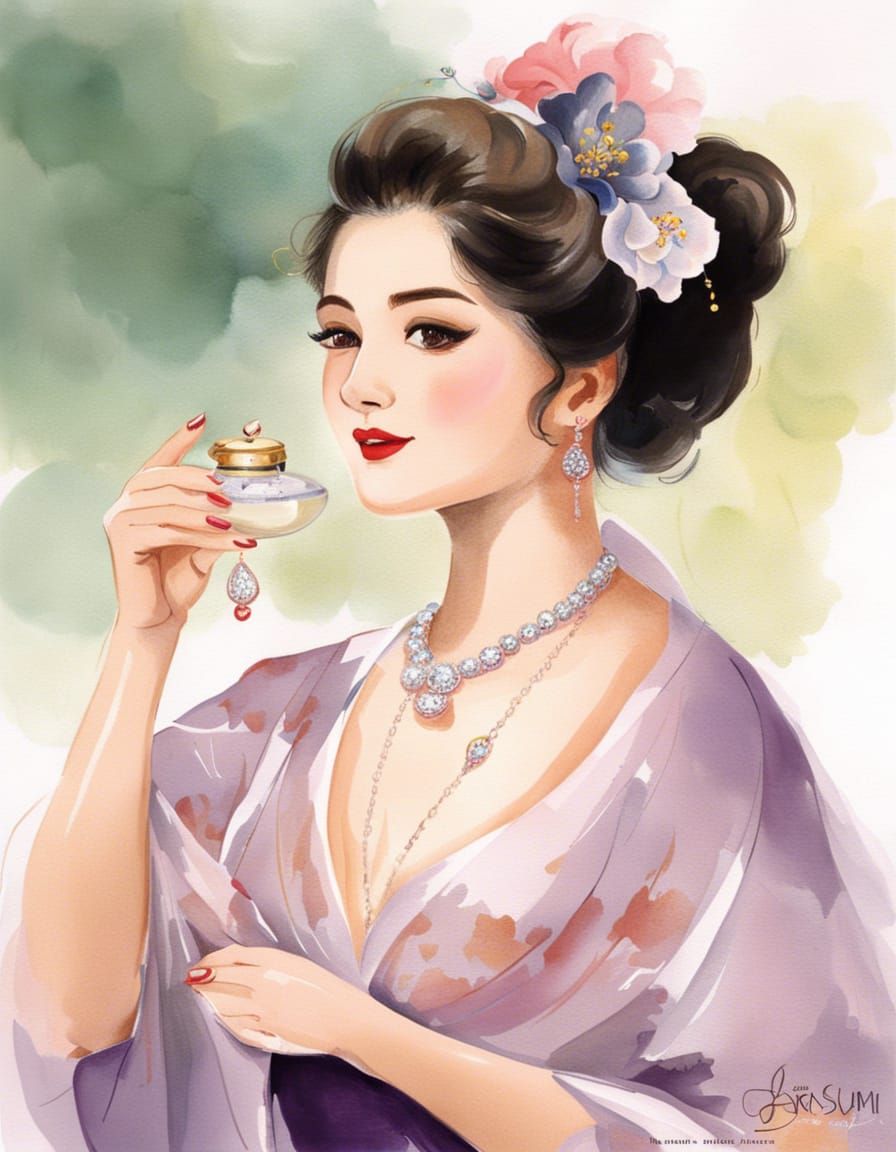 Graceful Senior Illustration in Couture Style