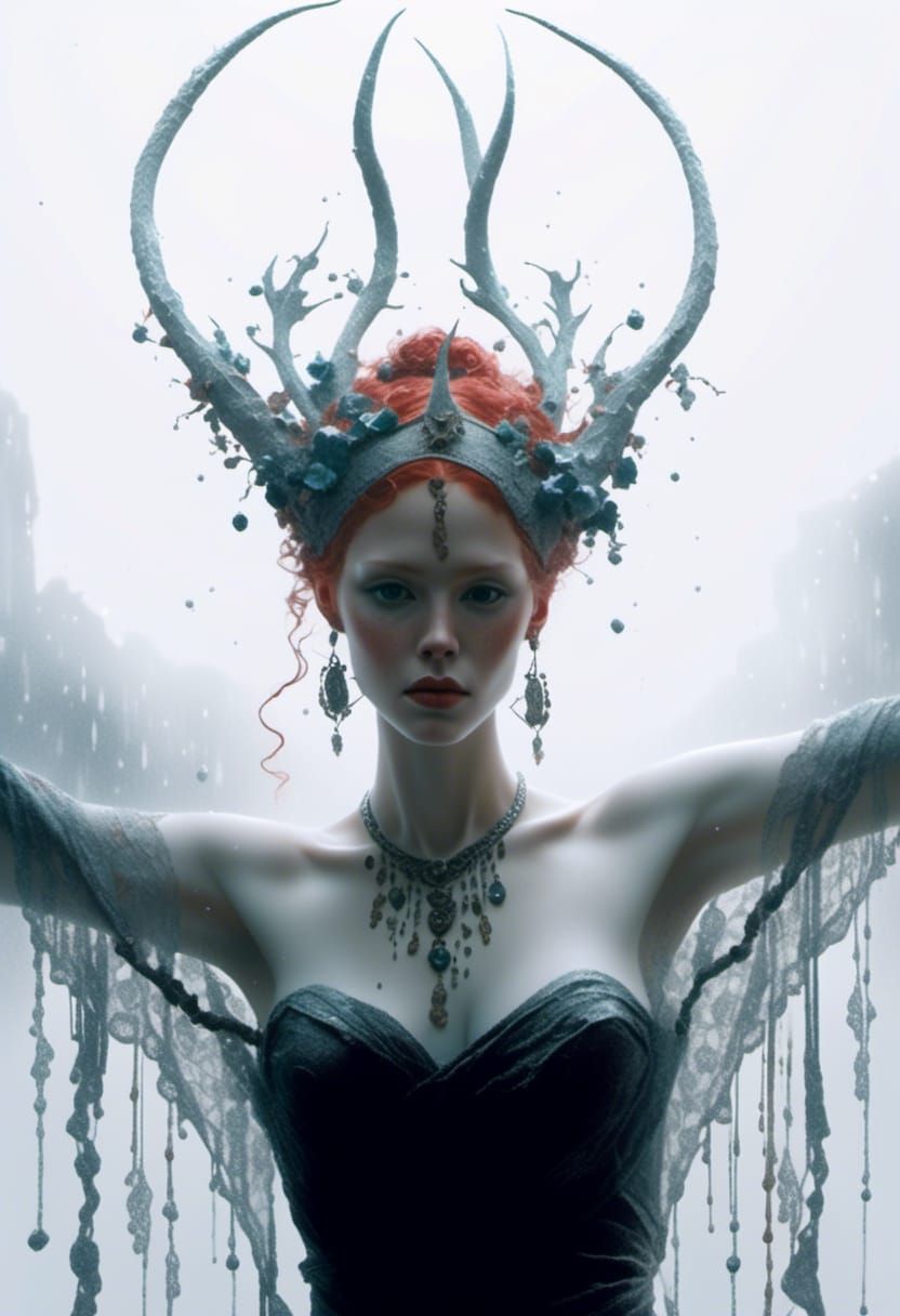 <lora:Soft:1.0> Gorgeous curly red headed horned goddess, ho...