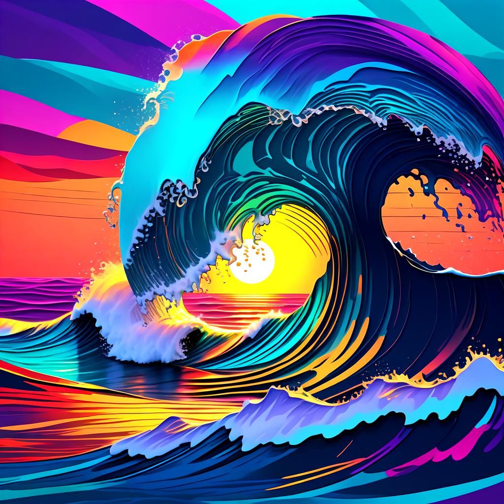 Crashing Waves at Sunset (5)