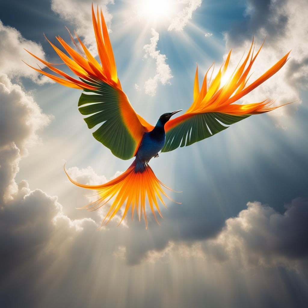 Radiant Bird of Paradise in Divine Light
