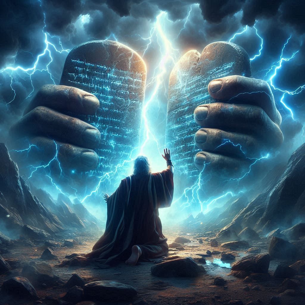 Moses receiving ten commandments   by @Lyra Valkyrie