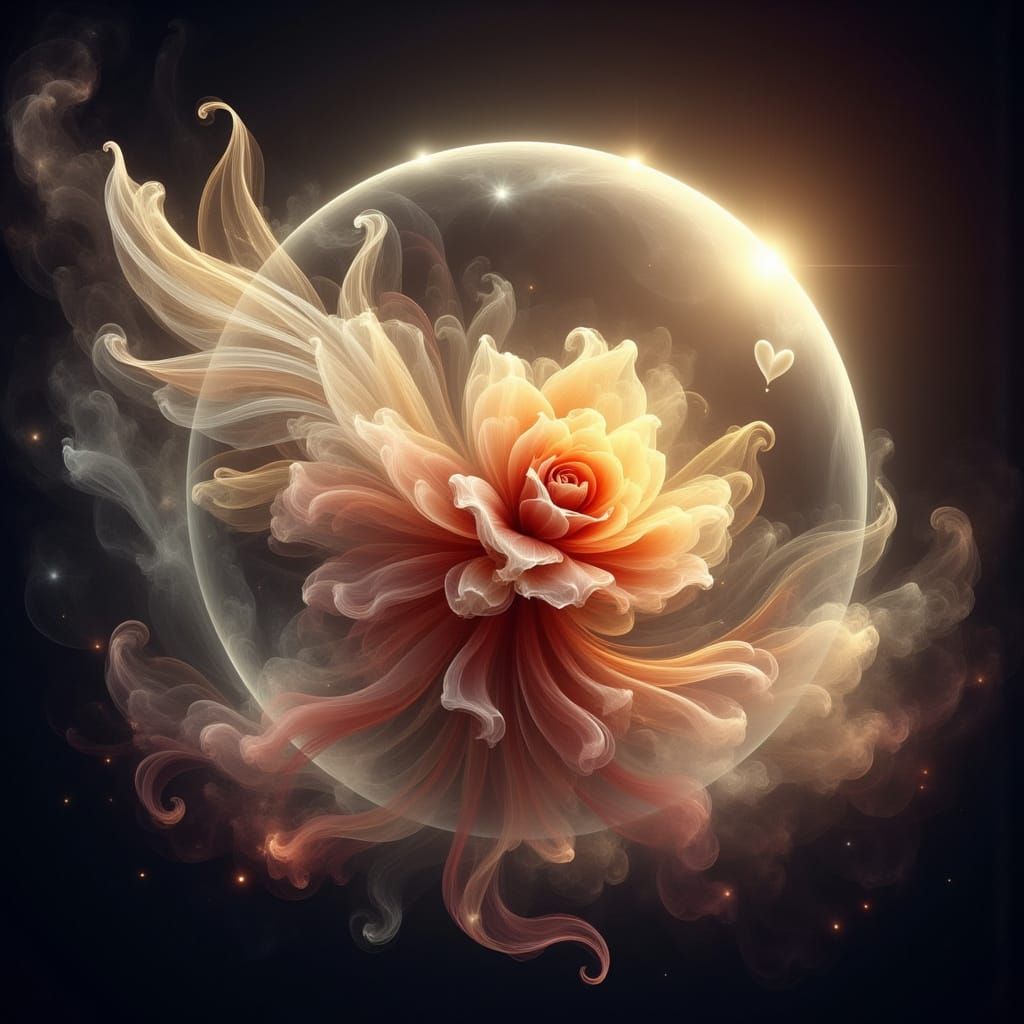 Celestial Sphere with Rose and Wing in Cosmos