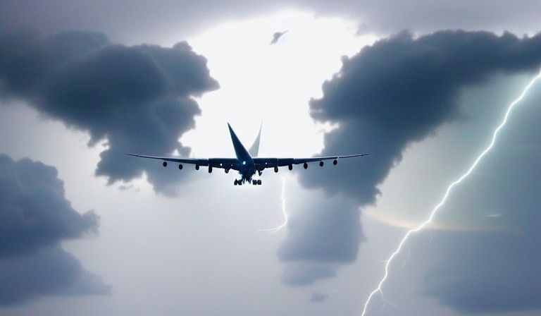 variations of a a boing 747 in thunderstorm