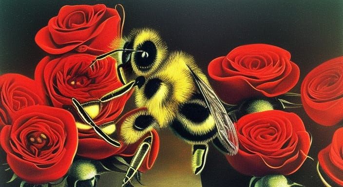 enjoy lots & lots of bees
red roses  bees

 surealist  salva...