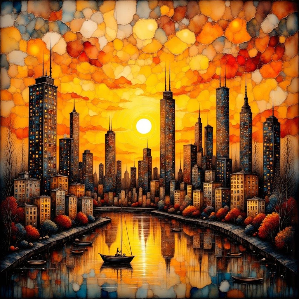 Cityscape With A Mosaic Sunset  by @ChronoScribe