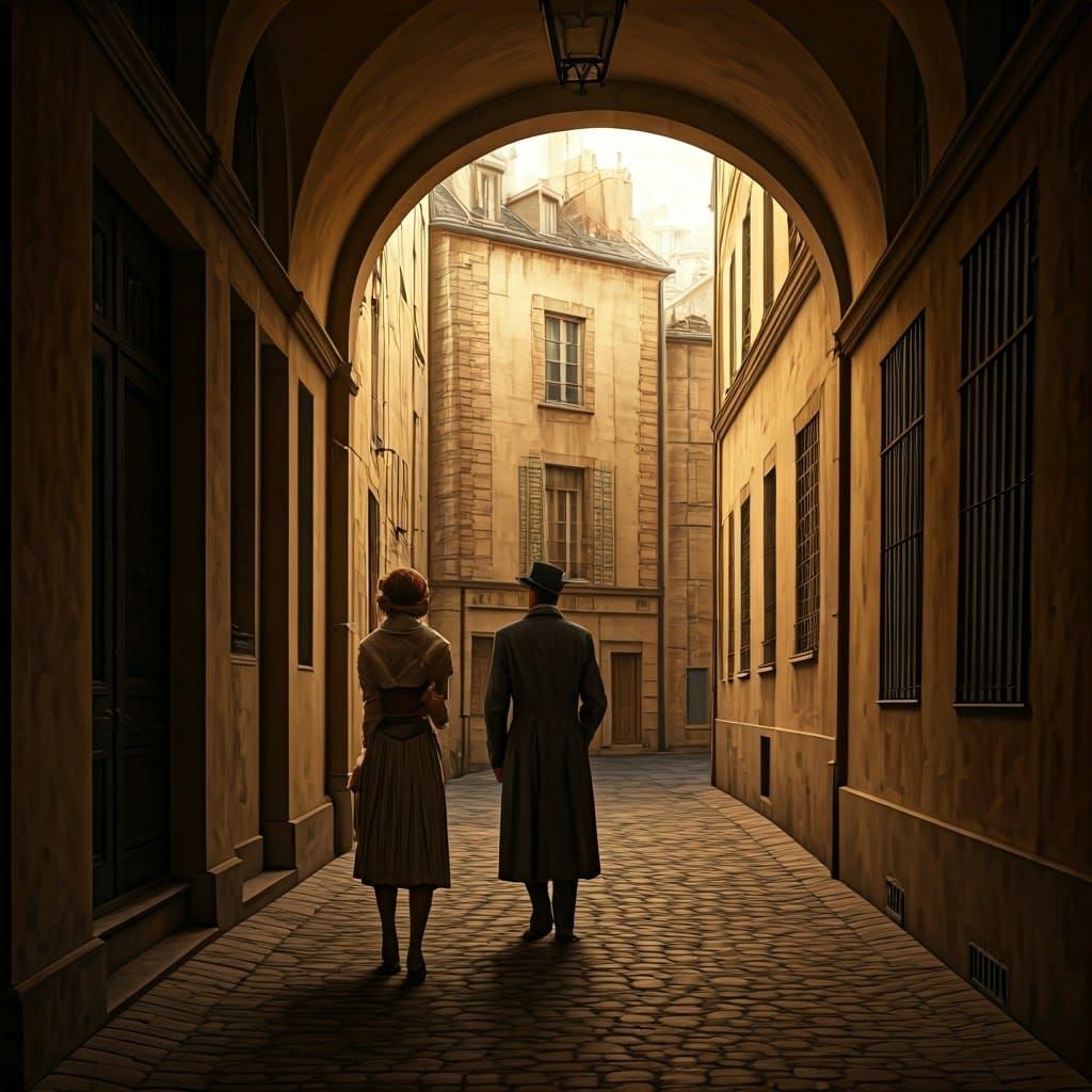 Retro Street Scene in Impressionist Style