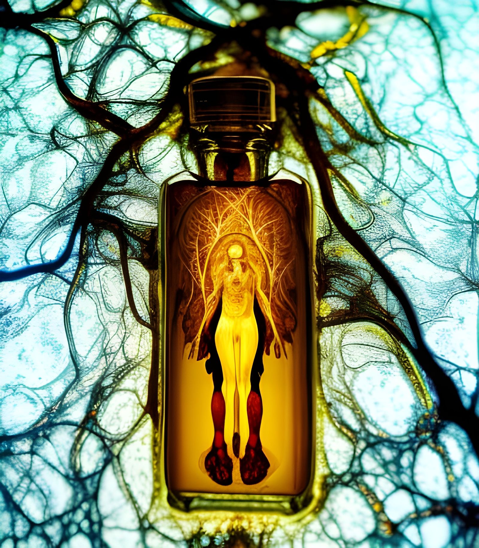 Hyperrealistic Amber Glass Object, Studio Lighting