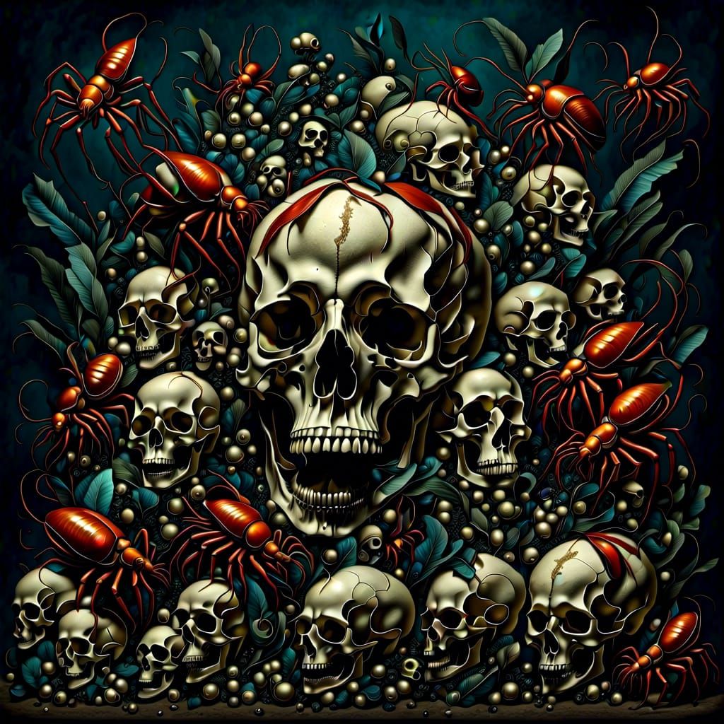 Steampunk Horde of Skulls with Hermit Crab Legs