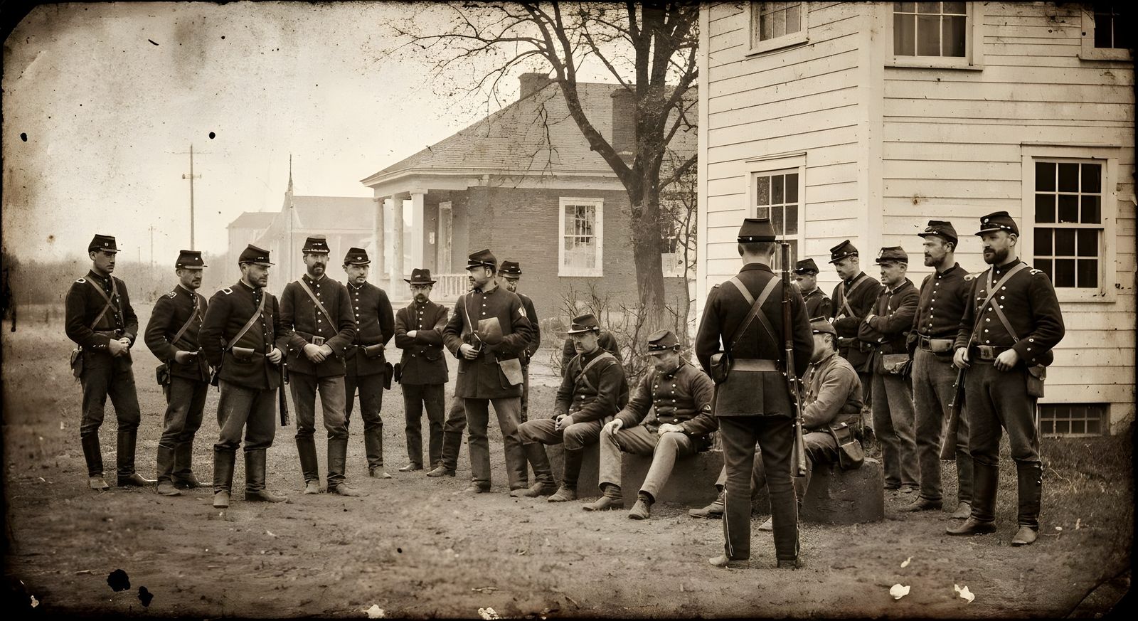 Soldiers waiting outside Appomattox Court House at the end of the Civil War in April 1865  by @Gary Murakami