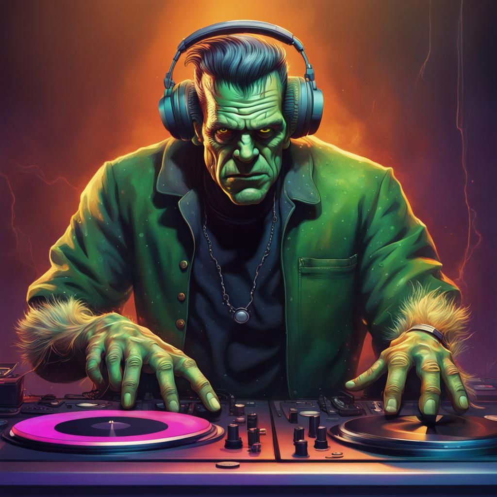 Frankenstein's monster as a dj