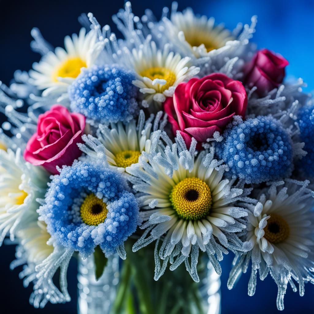 Flowers on ice AI Generated Artwork NightCafe Creator