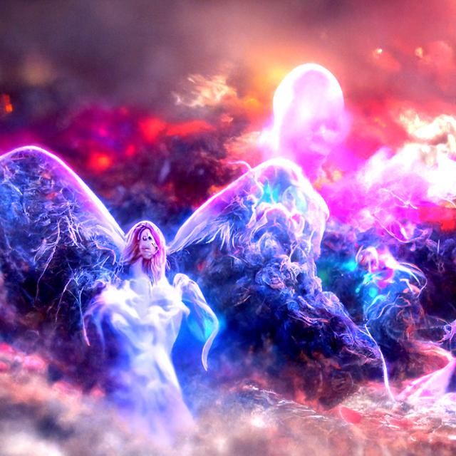 Angels and demons detailed matte painting 8k resolution holographic ...