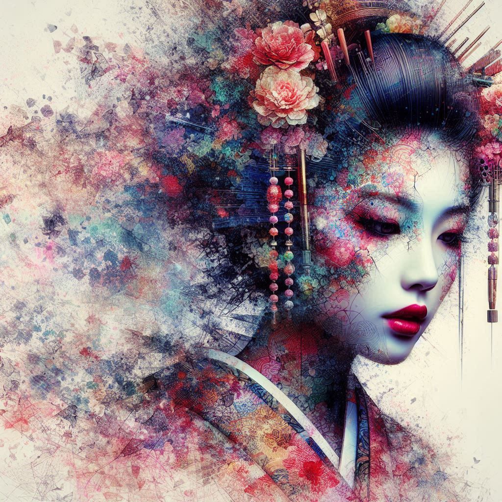 double exposure beautiful fantasy DALL-E 3 portrait landscap...
