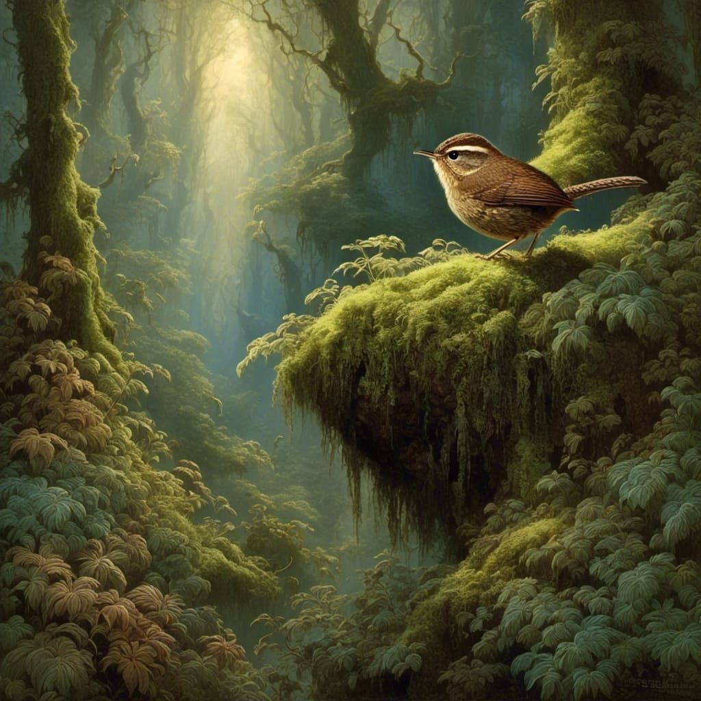 A pacific wren in the mossy enchanted forest.
<lora:The Lore...