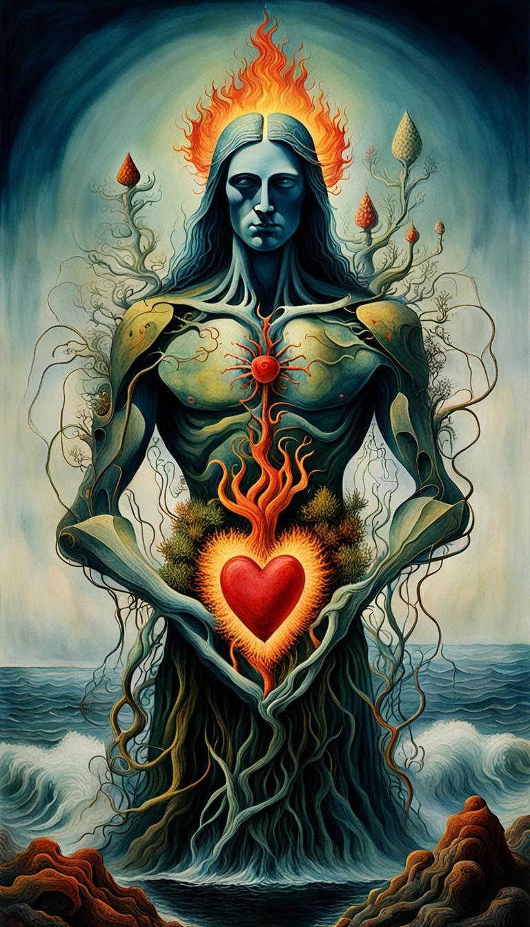 Heart of flame ,Sacred Heart Of Christ ,sea weed   Je me sou...