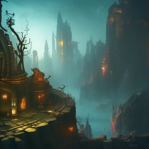 Hollow fantasy city - AI Generated Artwork - NightCafe Creator