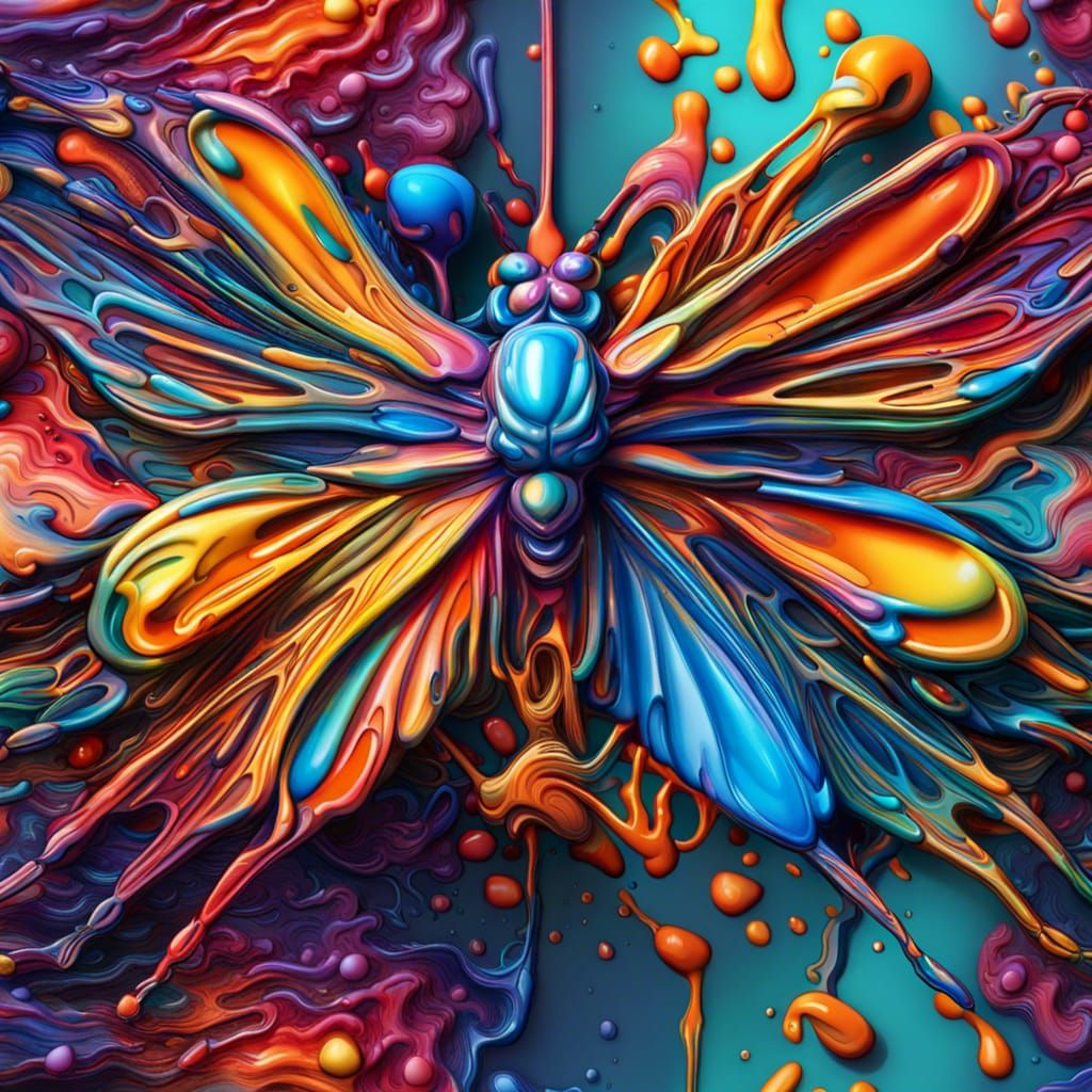 3dhd melting liquid dragonfly ,splash style