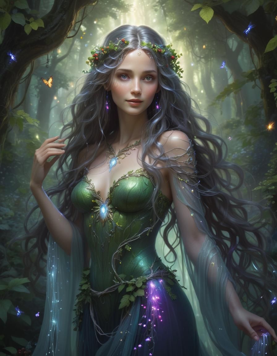 Ethereal Goddess in Enchanted Berry Forest
