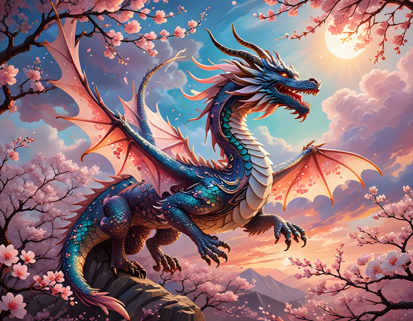 Cherry Blossom Dragon  by @Heleanna