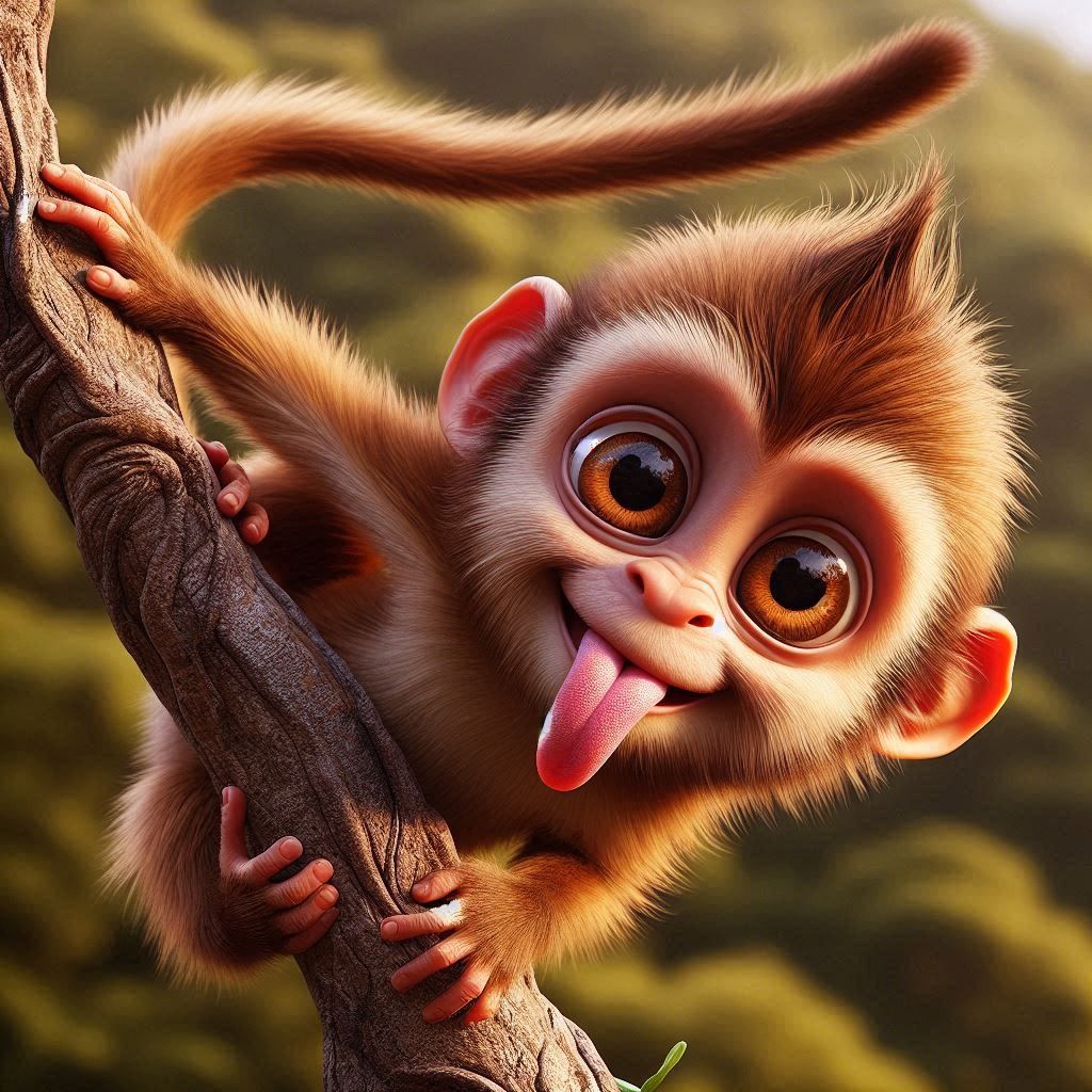 Cute monkey with tongue out