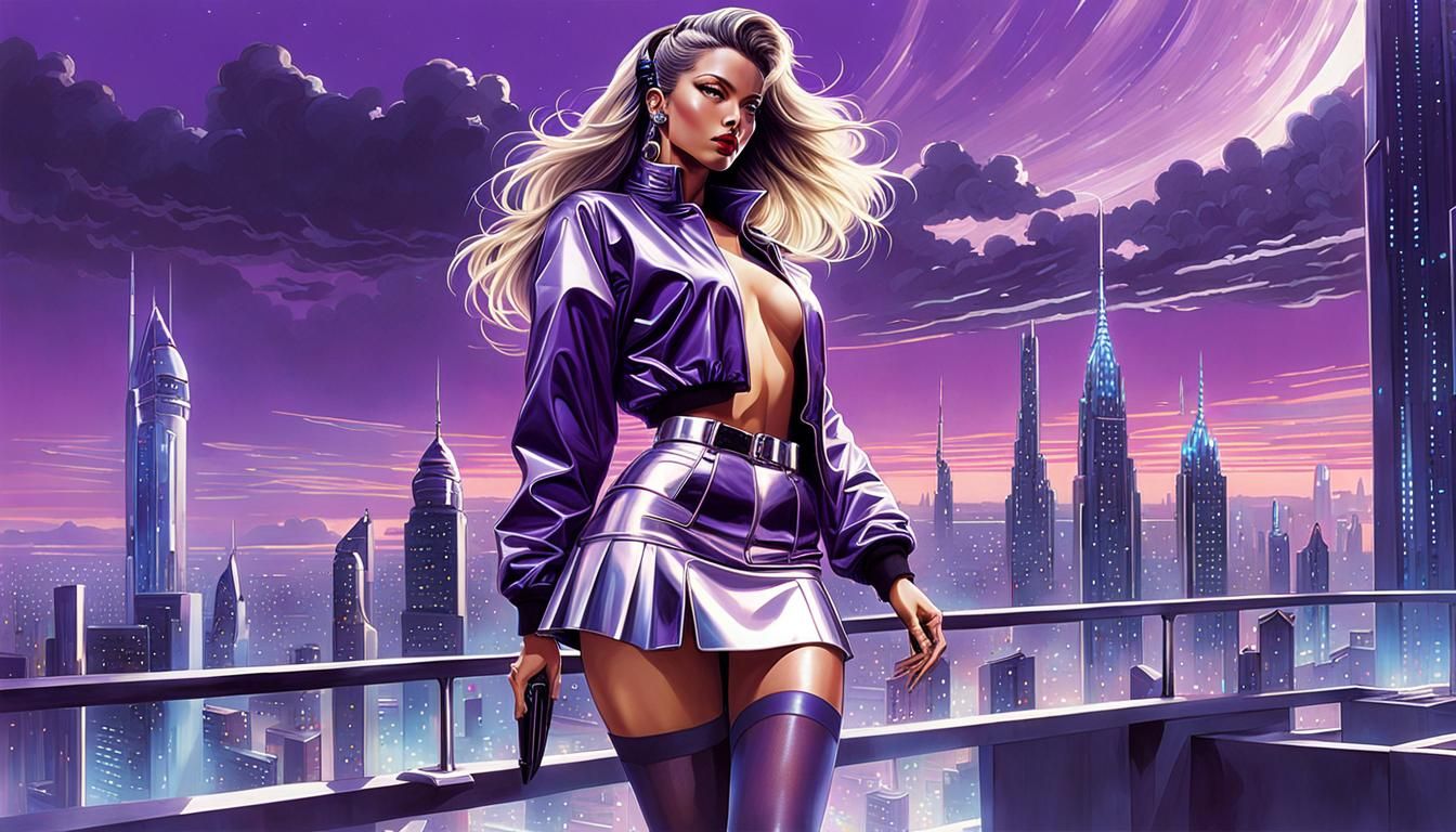 hajime sorayama 80s retro futurism sci-fi concept contemporary illustration fantasy landscape sky clouds ...  by @Parmentation