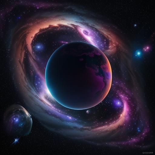 Cosmic Odyssey in Vibrant Oil Painting Style