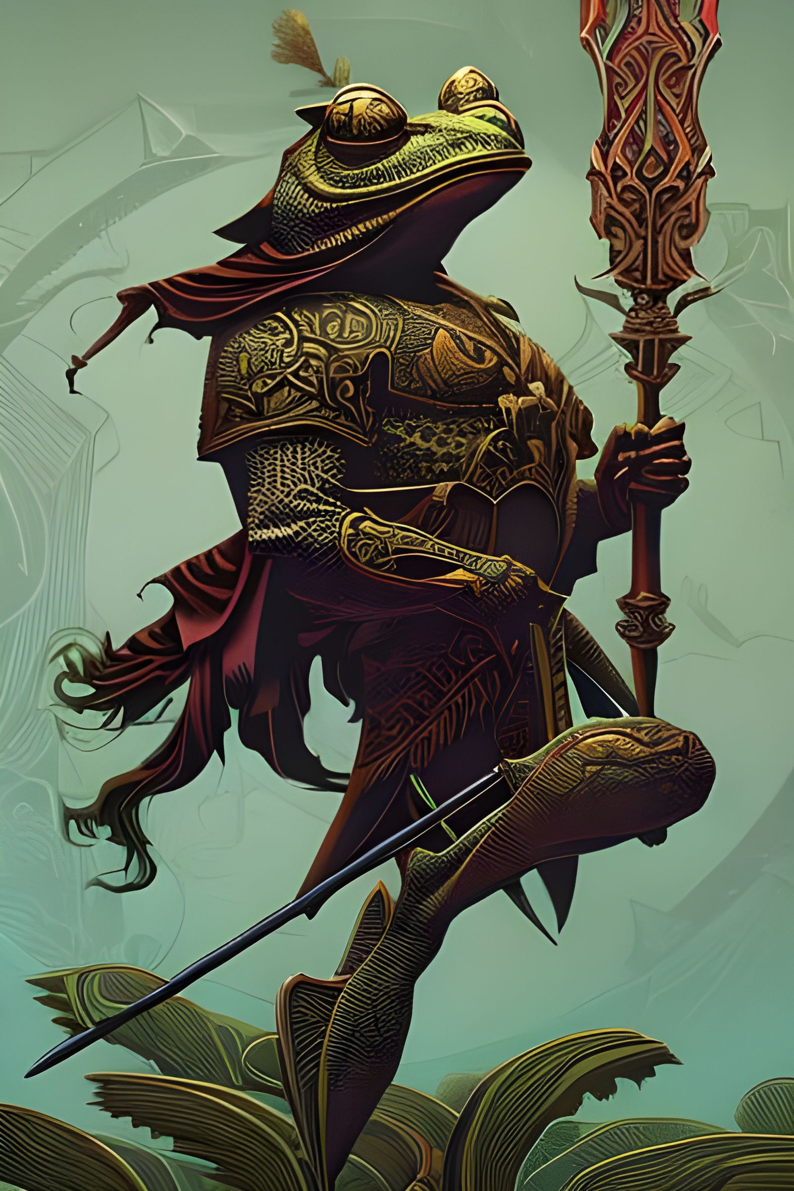 Frog Warrior  by @VillainousMoth