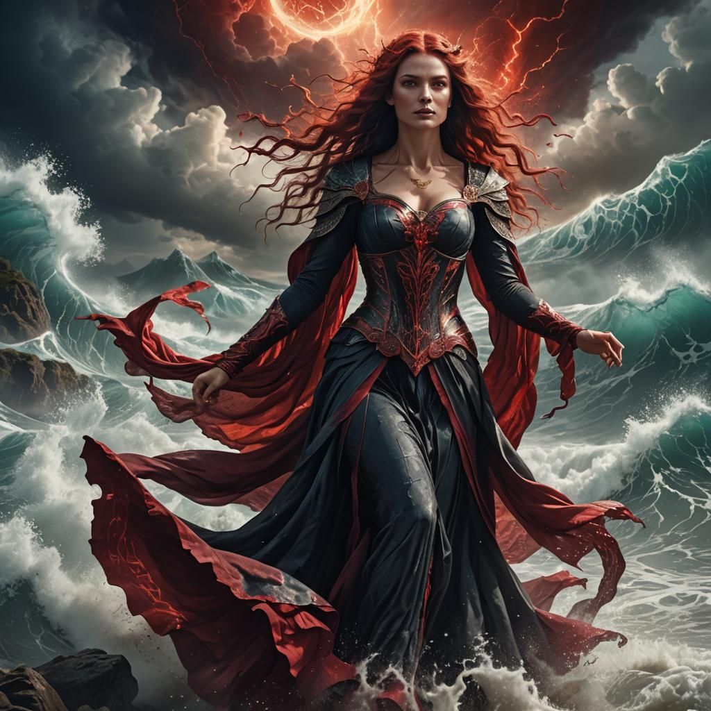 Crimson Witch Goddess of Power: Digital Matte Painting
