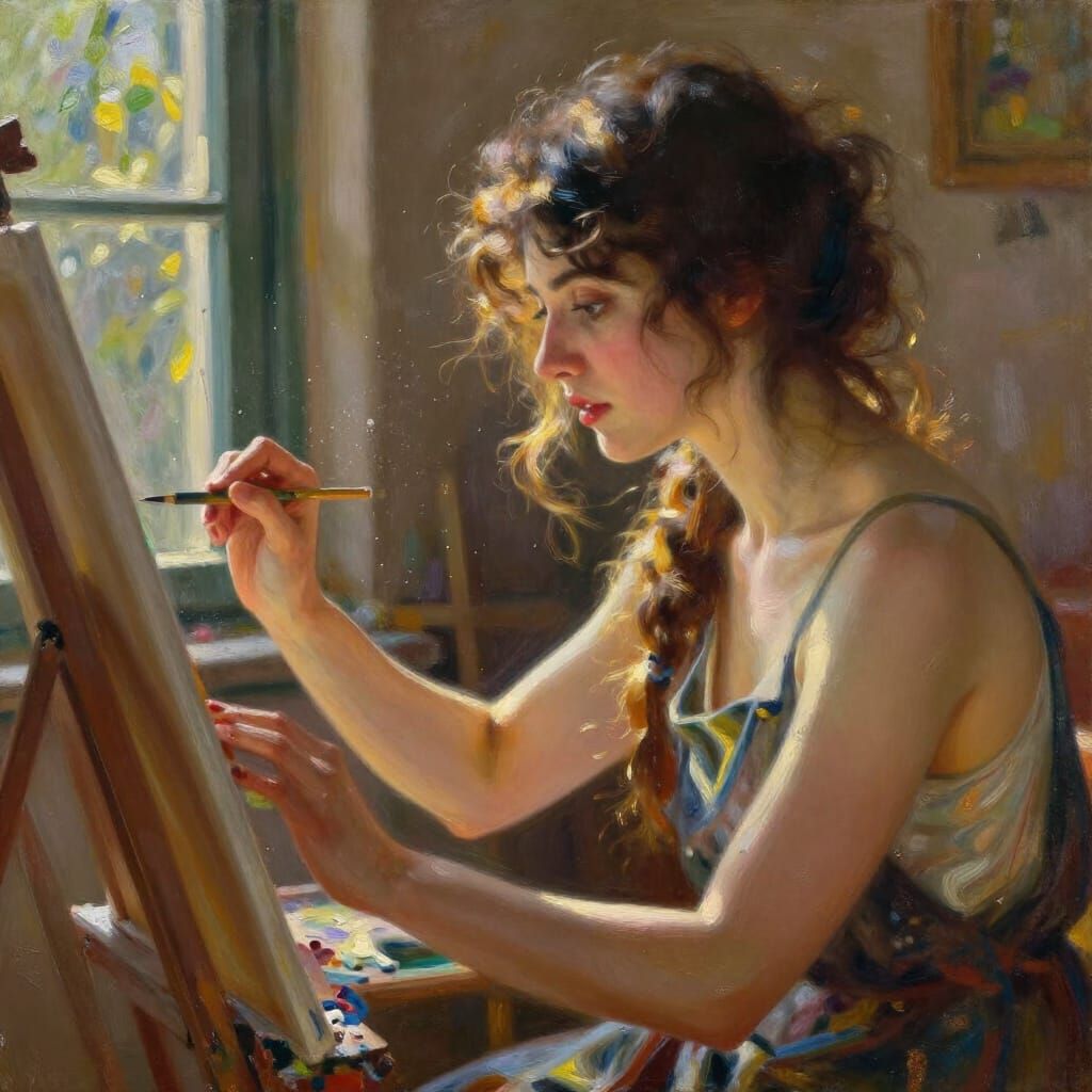 An artist or maker fully immersed in their work  by @Babasik