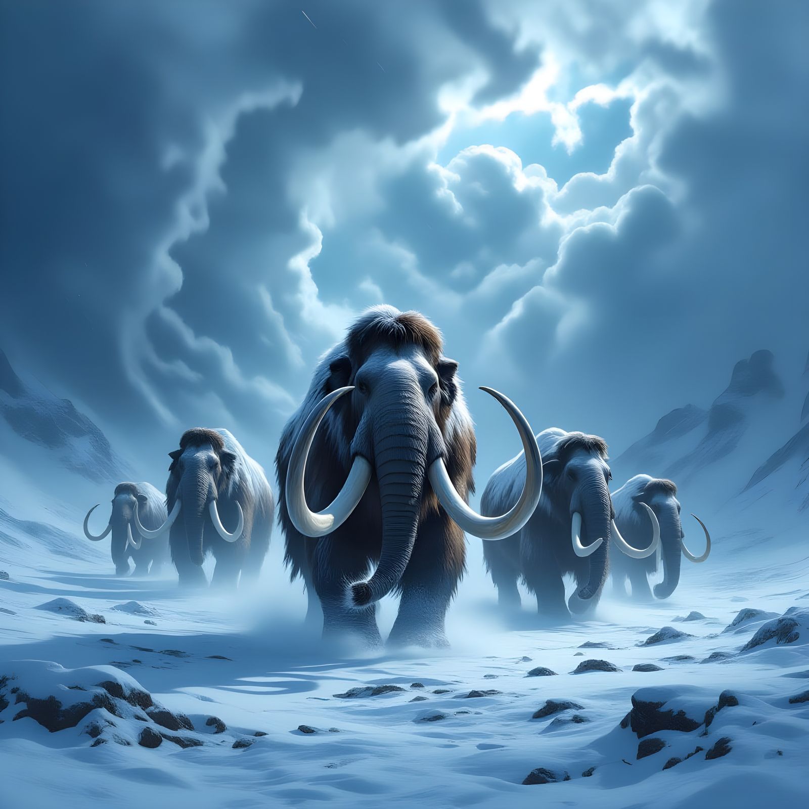 A herd of woolly mammoths  by @Chirminth