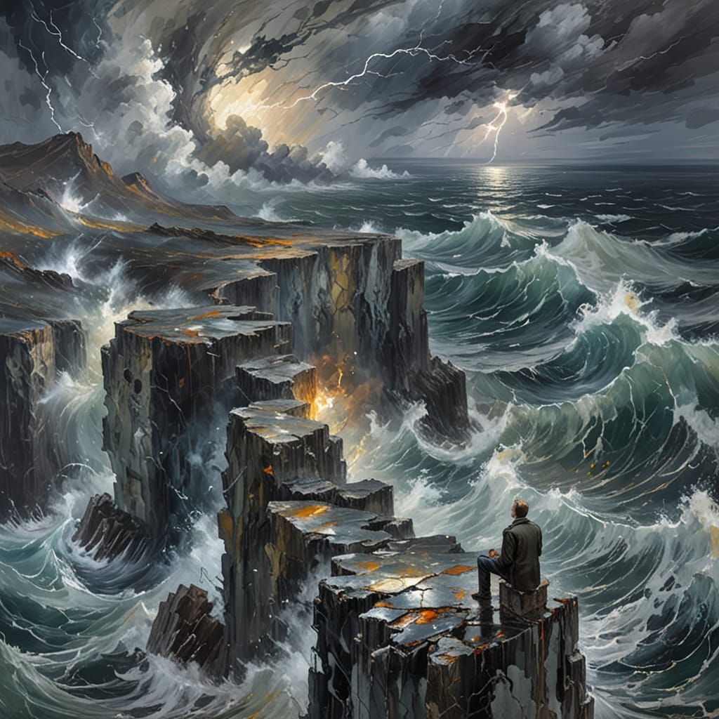 Stormy Sea Contemplation 🌊⚡The Angry Sky #2