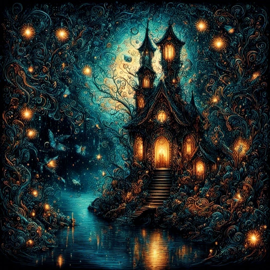 Nomadic Fairy in Black Light Cross-Stitch