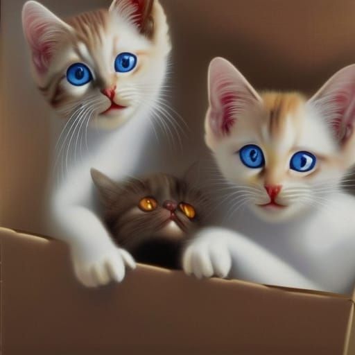 kittens playing in empty boxes jumping in and out of them looking up at ...