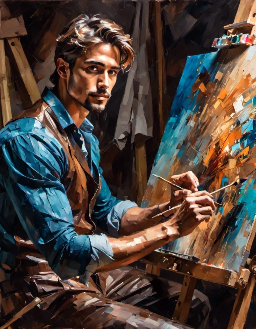 Handsome male artist <lora:Male portrait:1.0> 