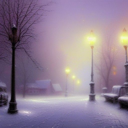Nigth in new york. Snowy night, cold and frosty