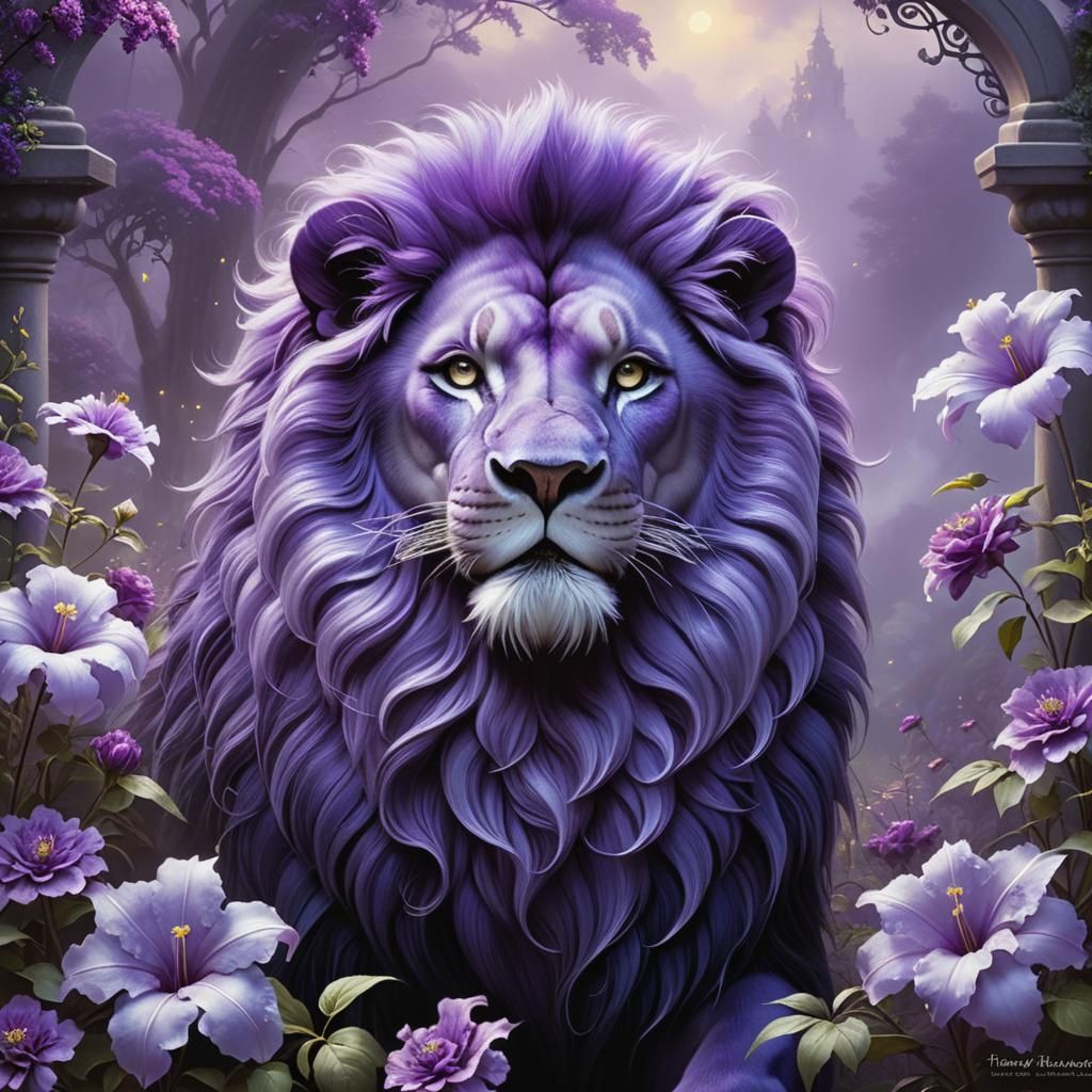 Majestic purple lion